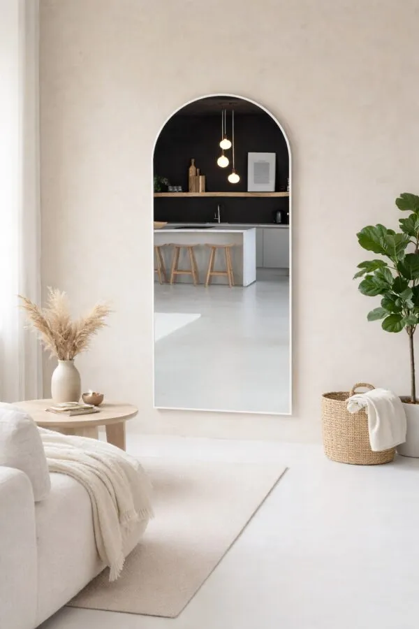 Miroir incurvé 180 ×80 cm – Blanc mat