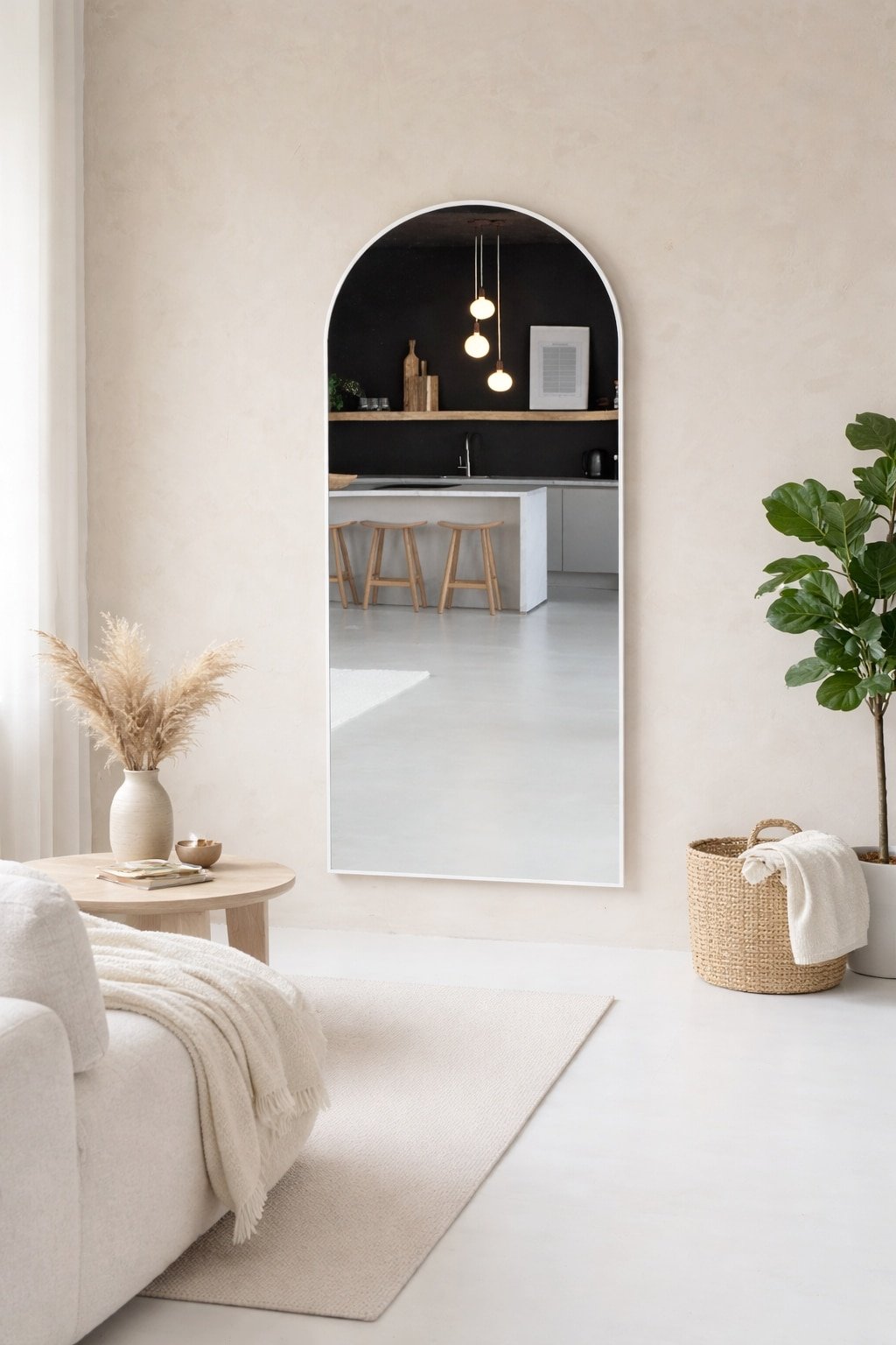 Miroir arc Maj 180 x 80 cm, blanc mat