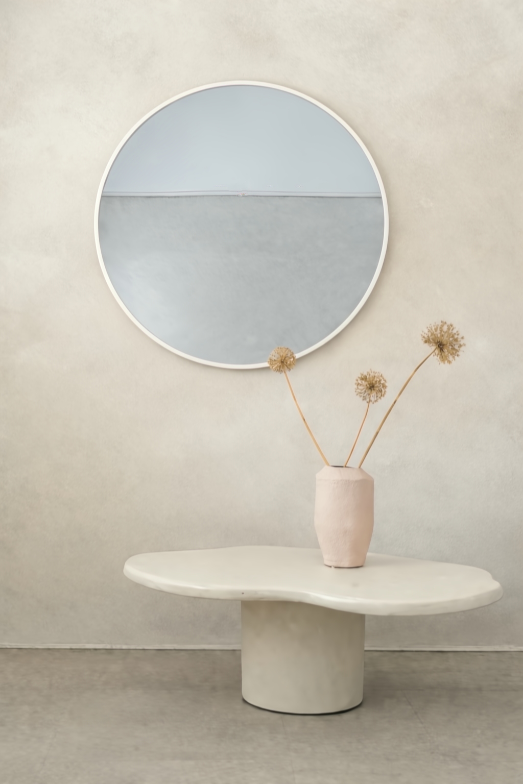 Miroir rond Nea 80 cm, blanc mat
