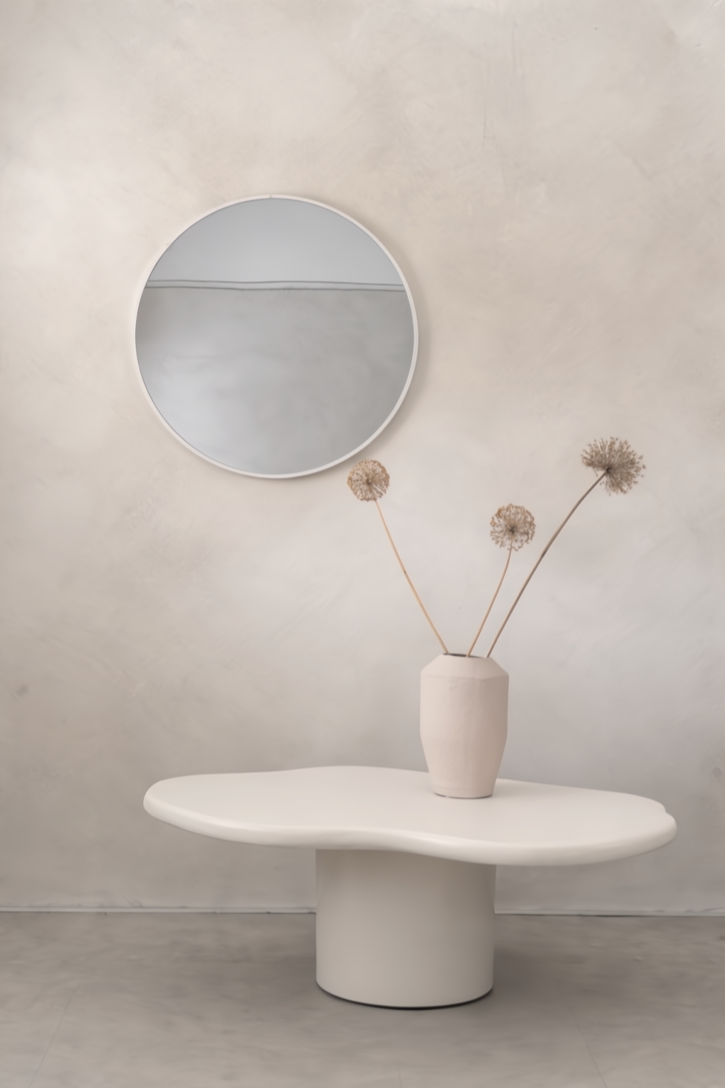 Miroir rond Nea 60 cm, blanc mat