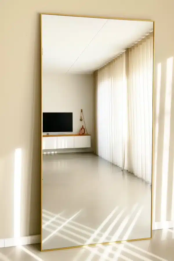 Rechthoekige spiegel 215×110 cm – Zacht Goud