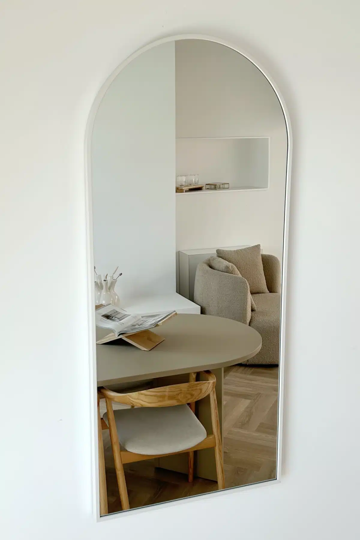 Maj boogspiegel 100x45 cm mat wit