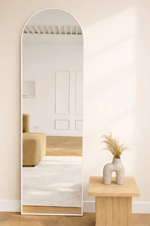 Arched Mirror 190×60 cm – Matte White