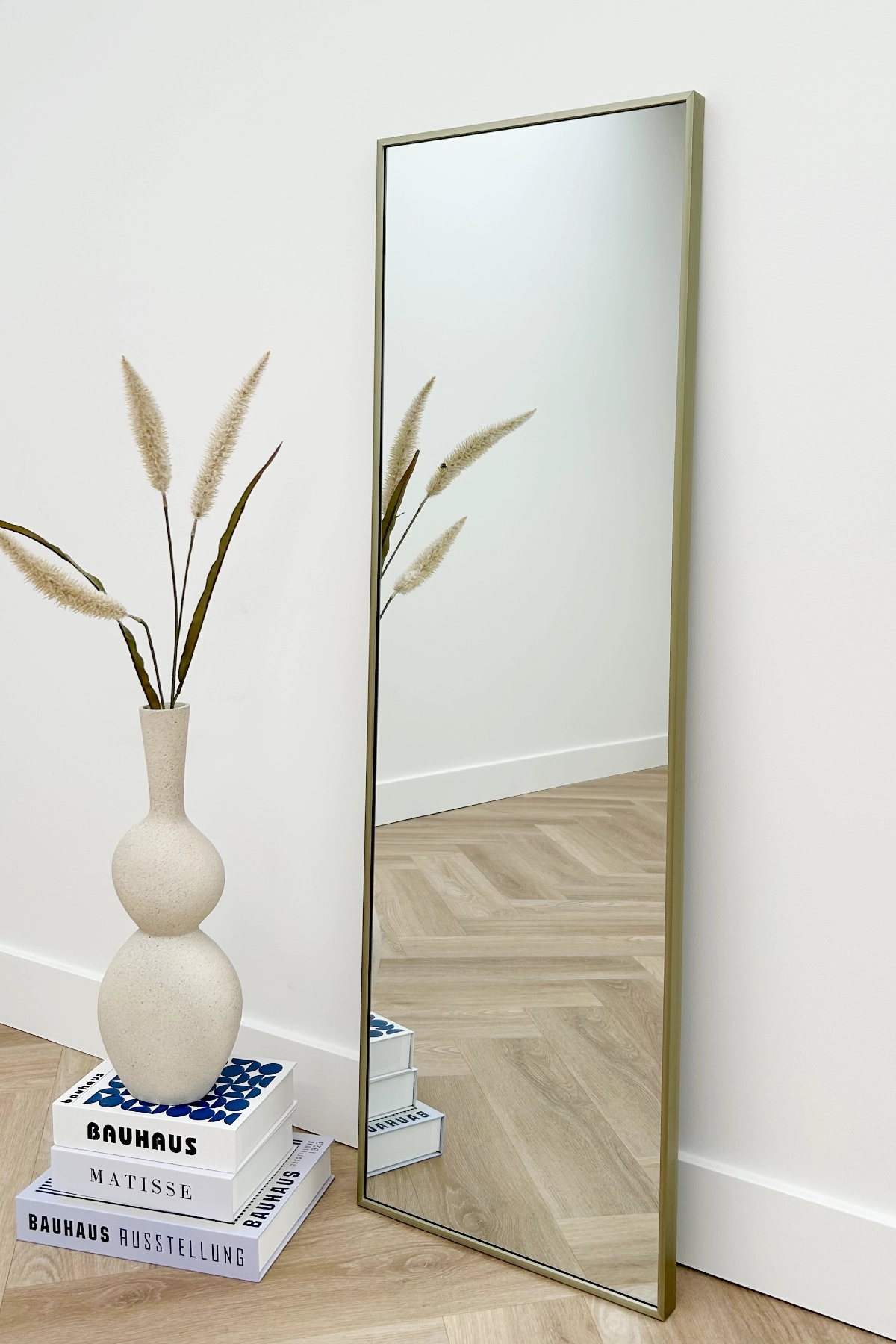 Finn rechthoekige spiegel 125x40 cm greige