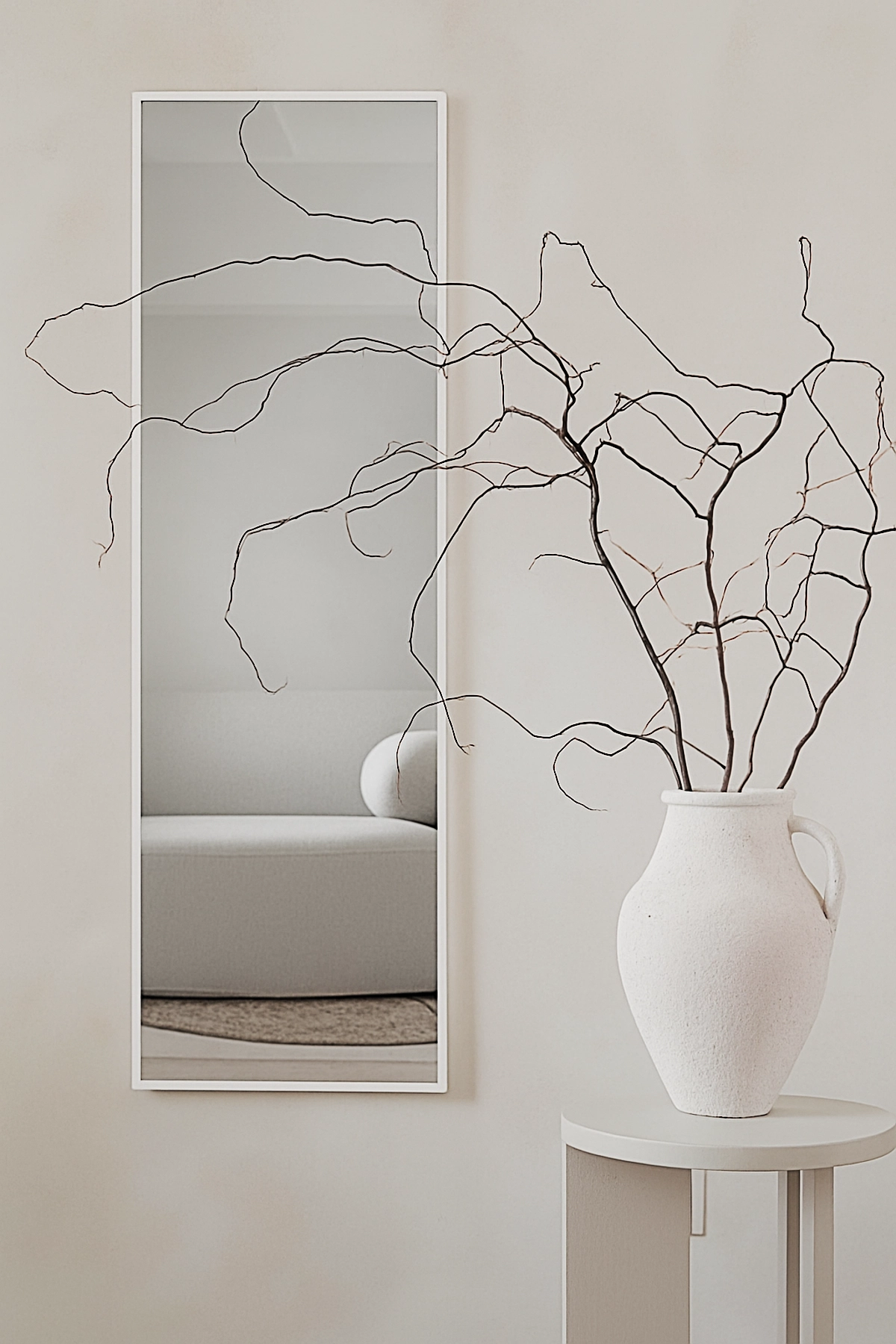 Finn rechthoekige spiegel 125x40 cm mat wit