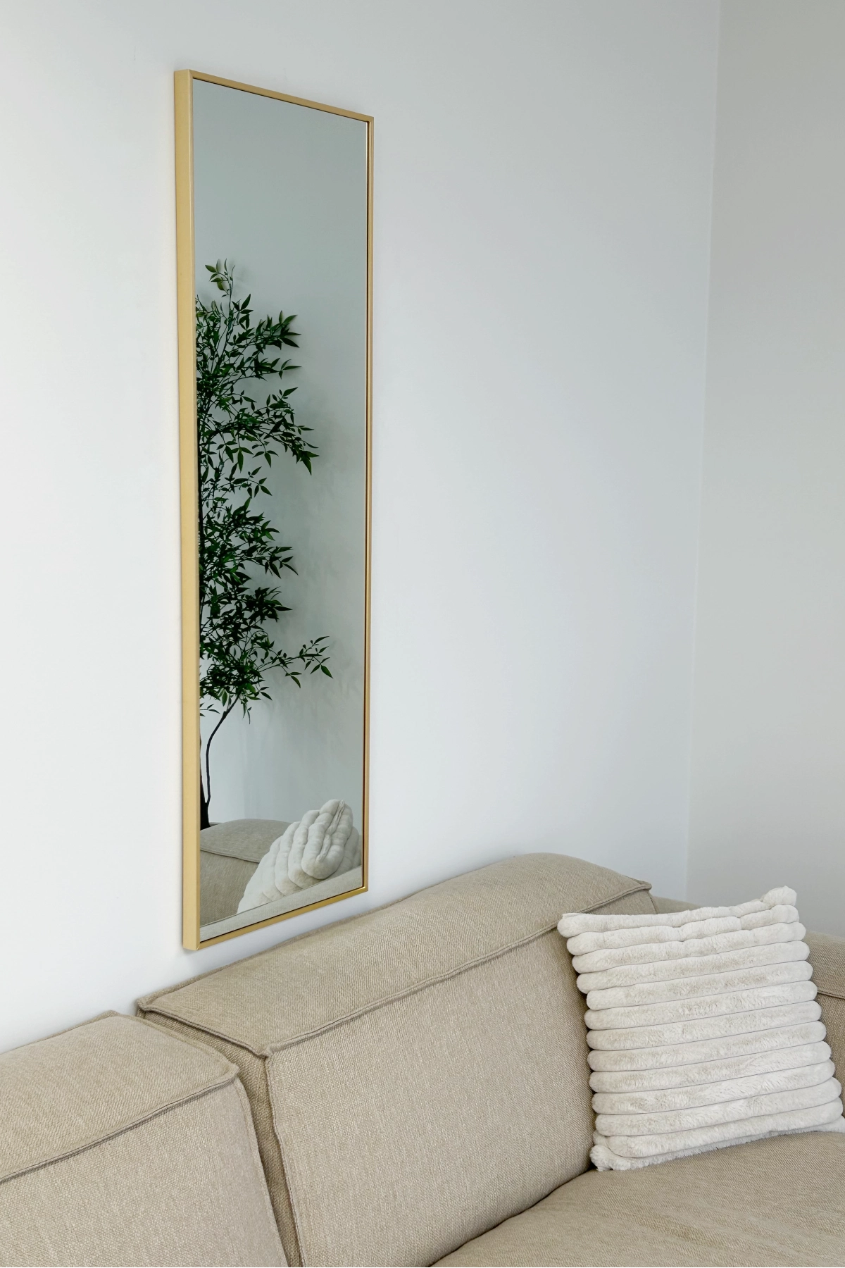 Finn rechthoekige spiegel 125x40 cm zacht goud 2