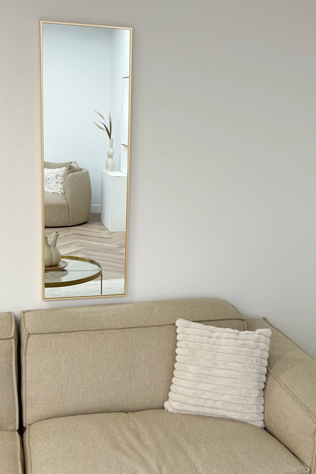 Finn rechthoekige spiegel 125x40 cm zacht goud 3