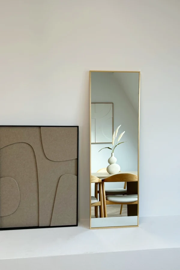 Rechthoekige spiegel 125x40cm – Zacht Goud