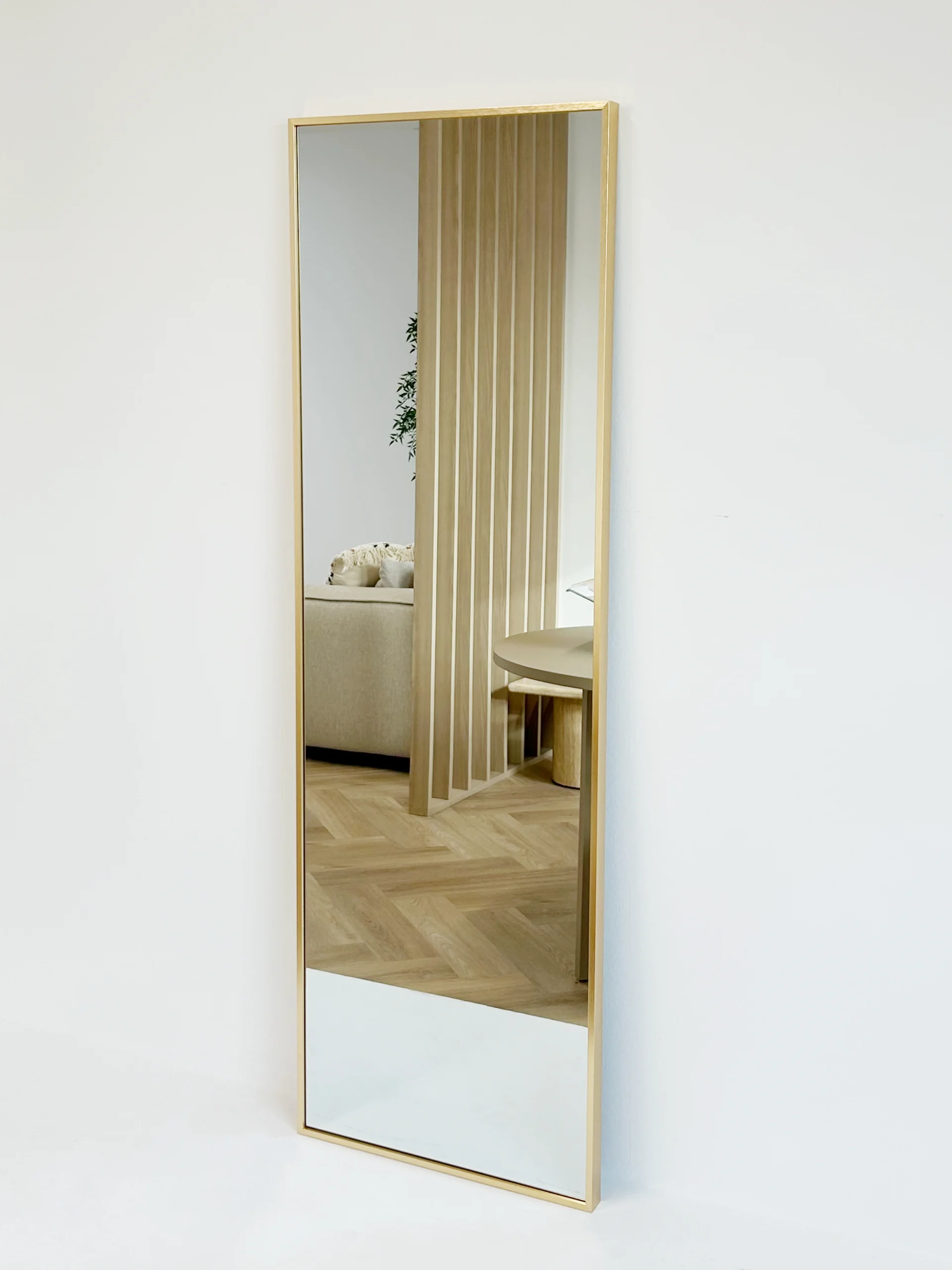 Finn rechthoekige spiegel 125x40 cm zacht goud 6