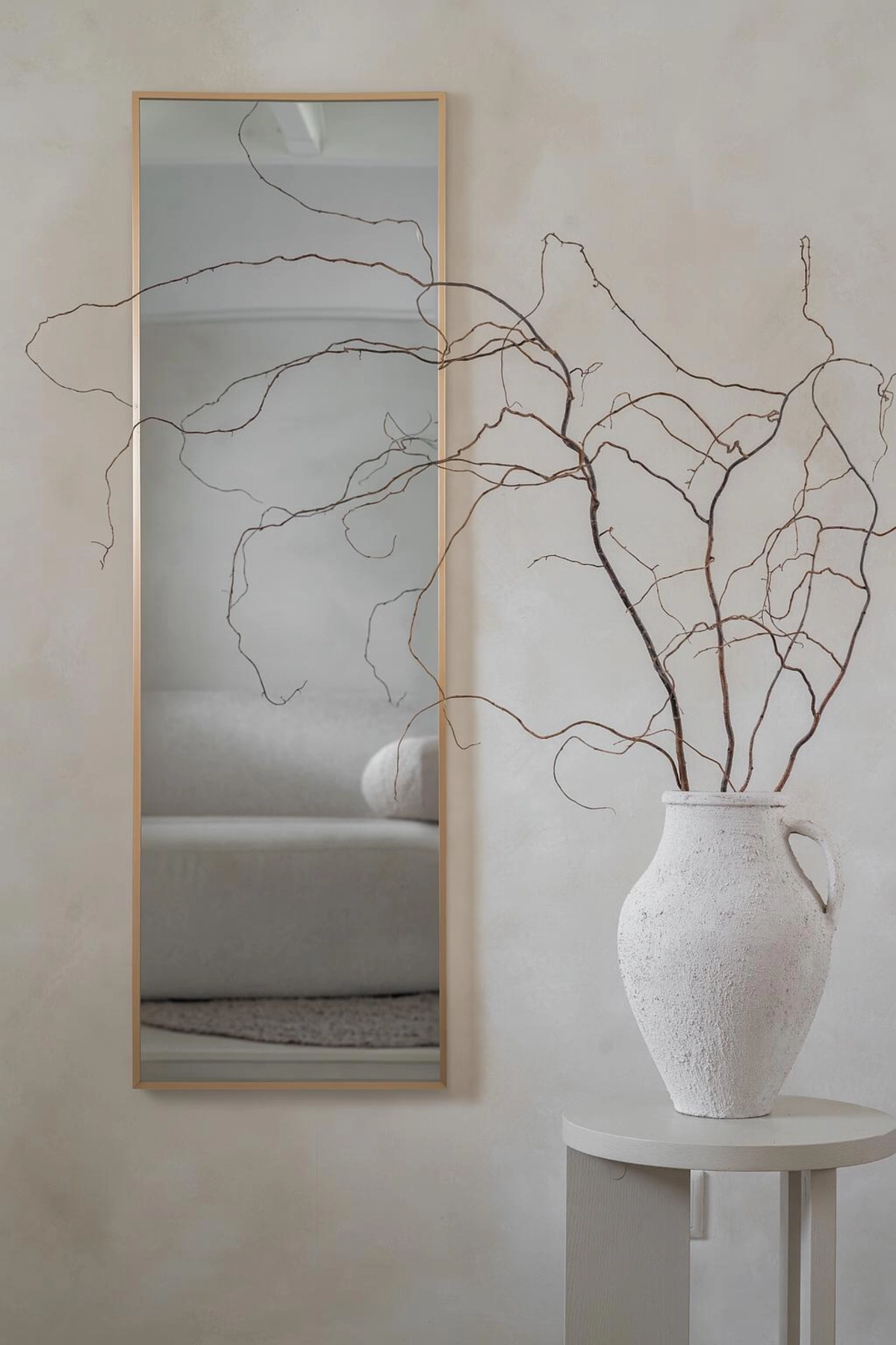 Finn rechthoekige spiegel 125x40 cm zacht goud