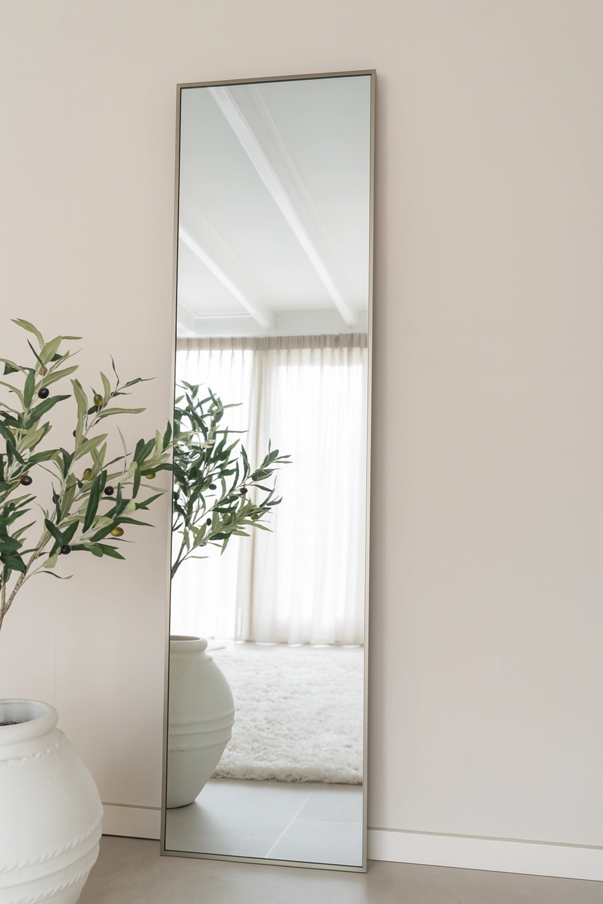 Finn rechthoekige spiegel 180x40 cm greige