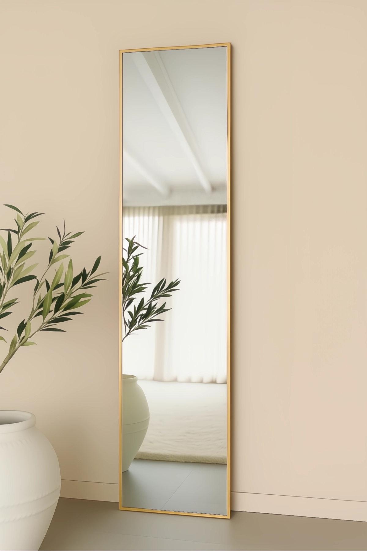 Finn rechthoekige spiegel 180x40 cm zacht goud