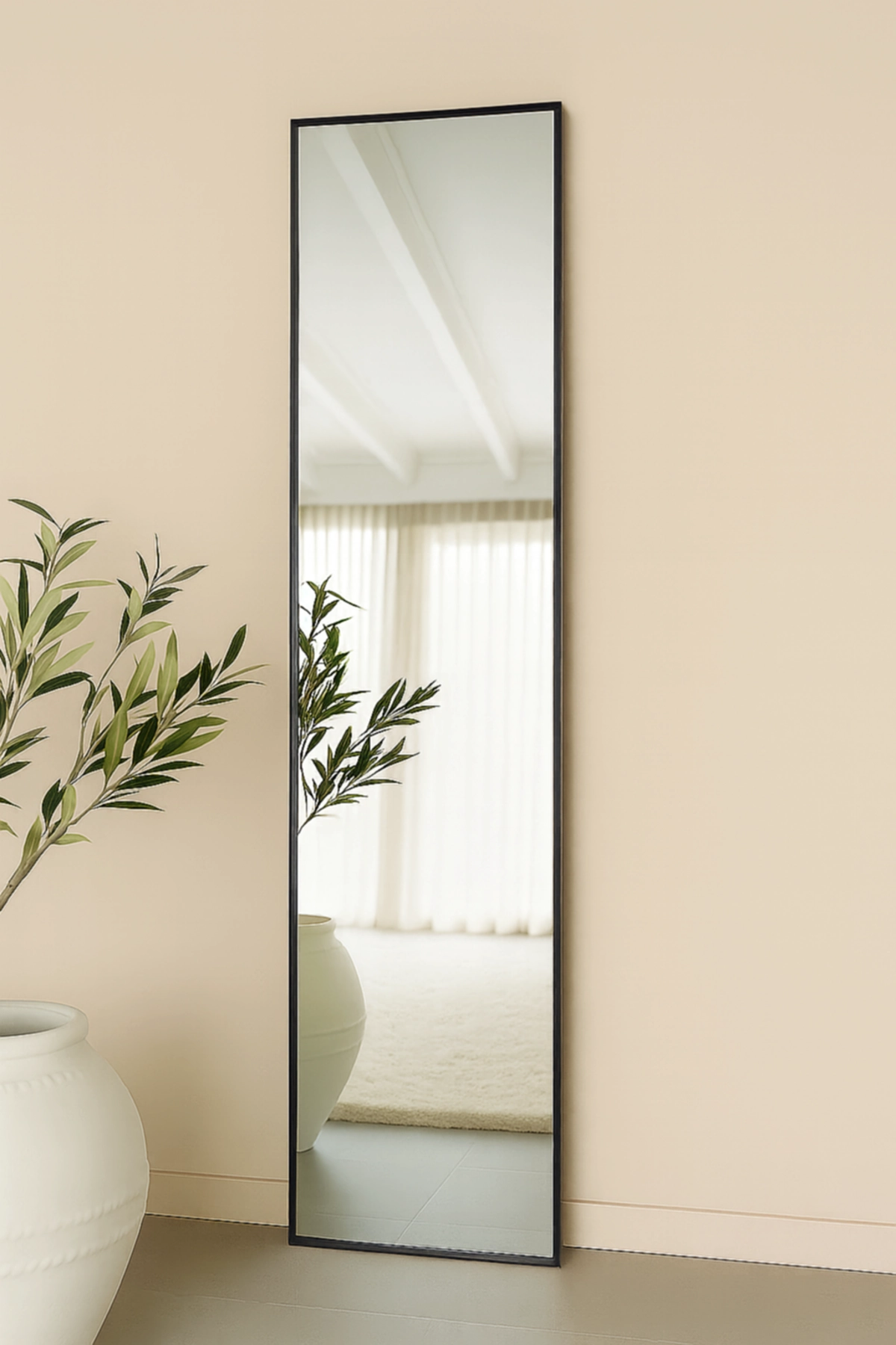 Finn rechthoekige spiegel 180x40 cm zwart