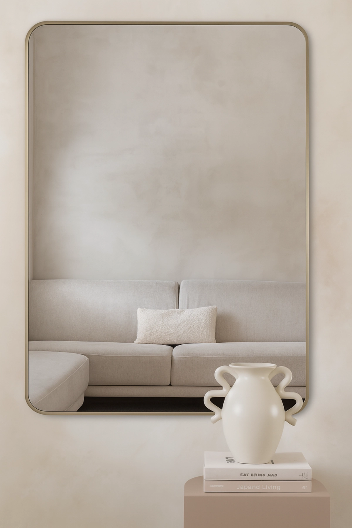 Ivar afgeronde hoek spiegel 90x60 cm greige