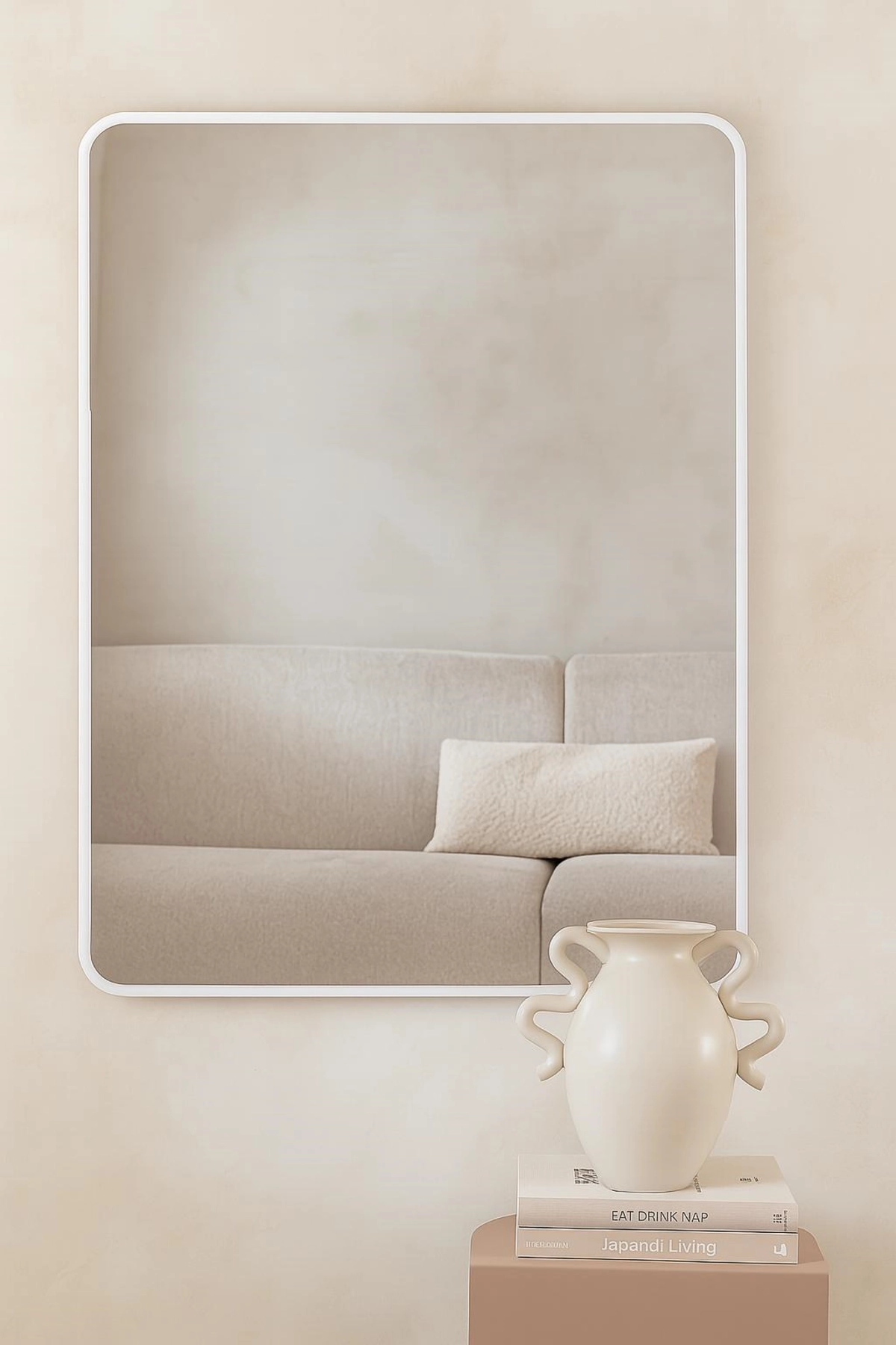 Ivar afgeronde hoek spiegel 90x60 cm mat wit