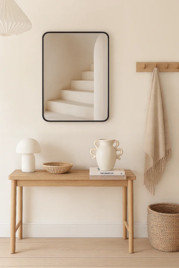 Rechthoekige spiegel met afgeronde hoek 90x60cm – Zwart