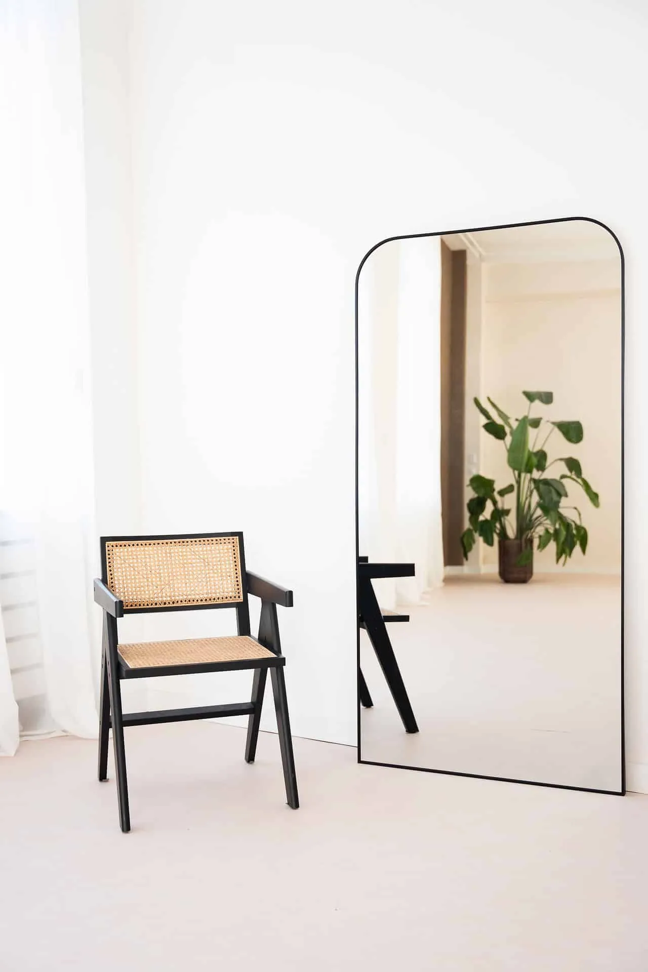 Rechthoekige spiegel met afgeronde hoek