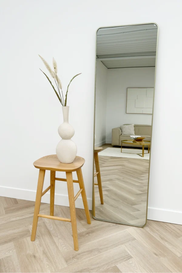 Rechthoekige spiegel met afgeronde hoek 170x50cm – Greige