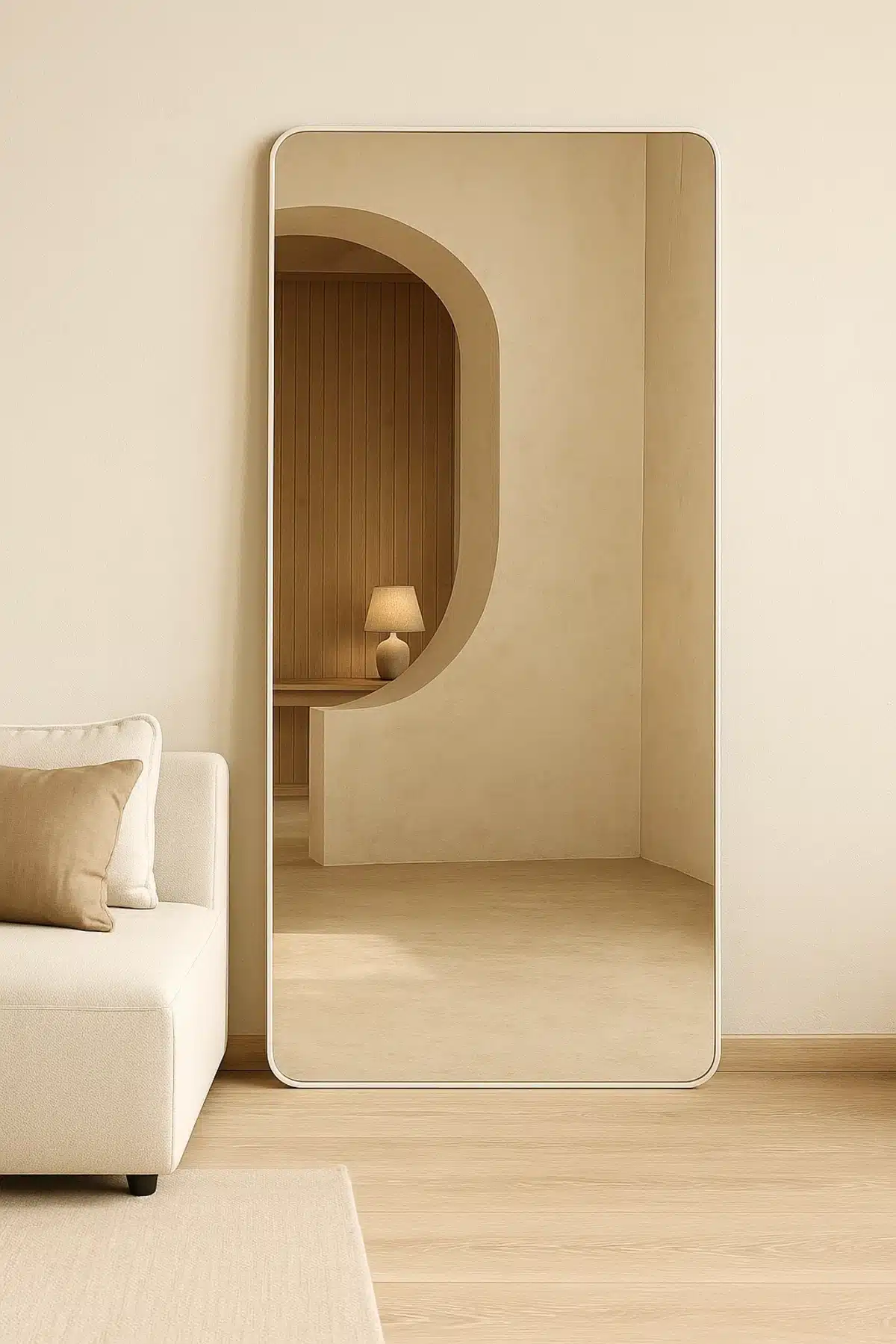 Ivar spiegel afgeronde hoek 180x80 cm mat wit