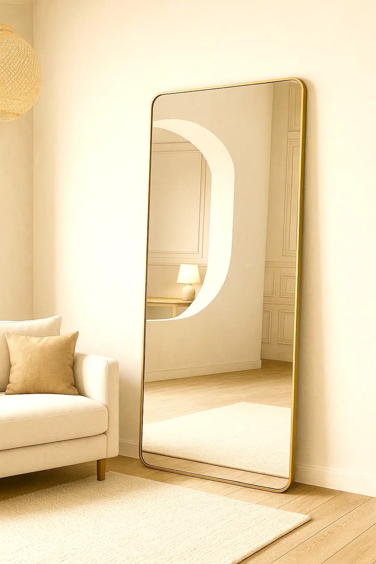 Ivar spiegel afgeronde hoek 180x80 cm zacht goud