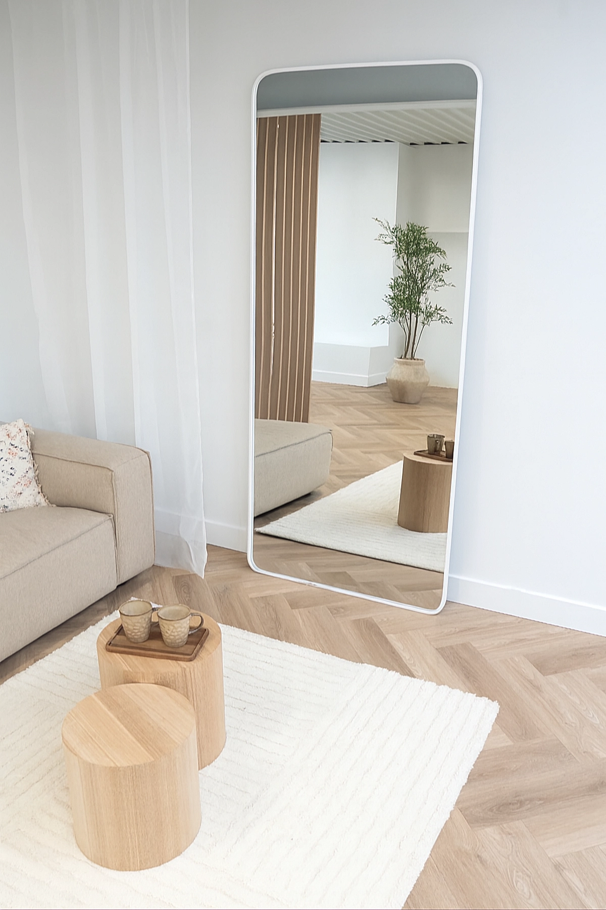 Ivar spiegel afgeronde hoek 210x90 cm mat wit