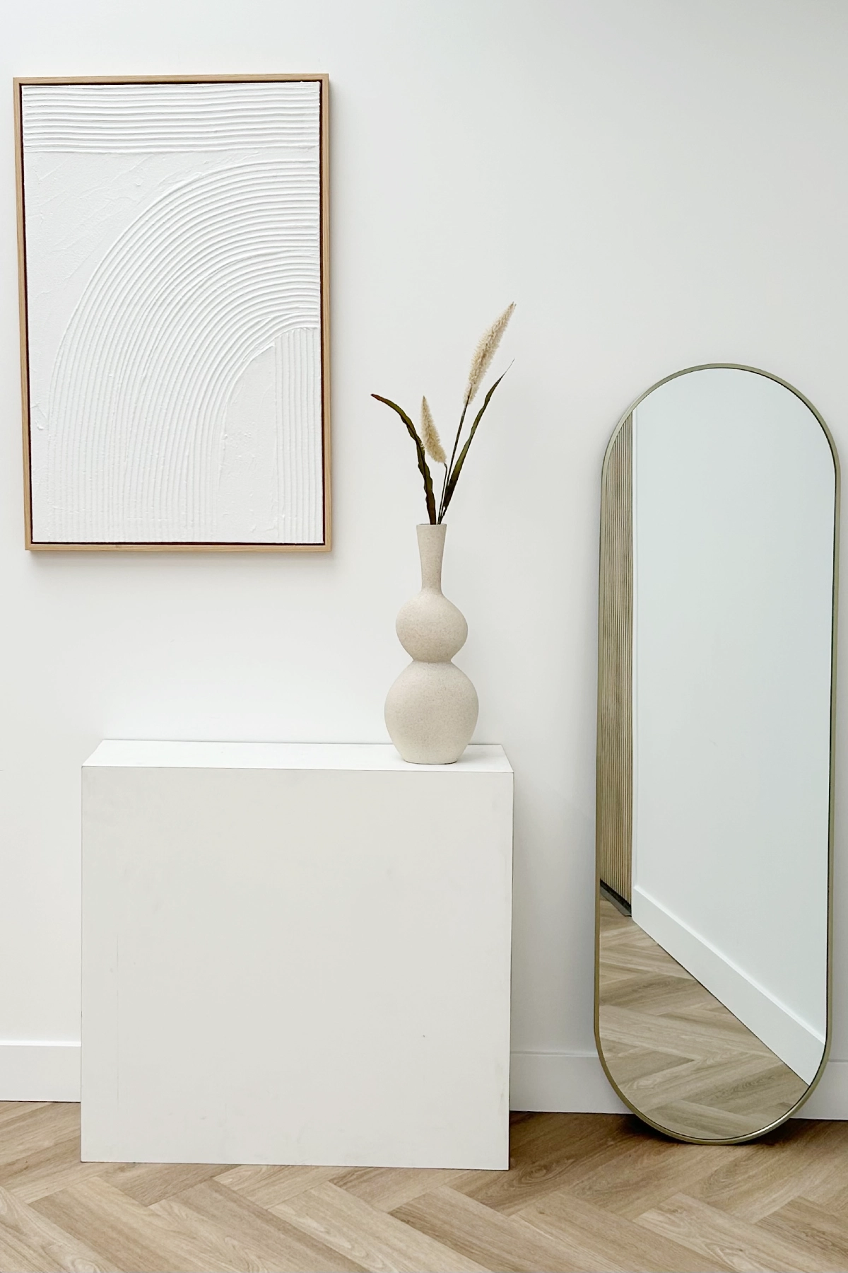 Lara ovale spiegel 150x45 cm greige