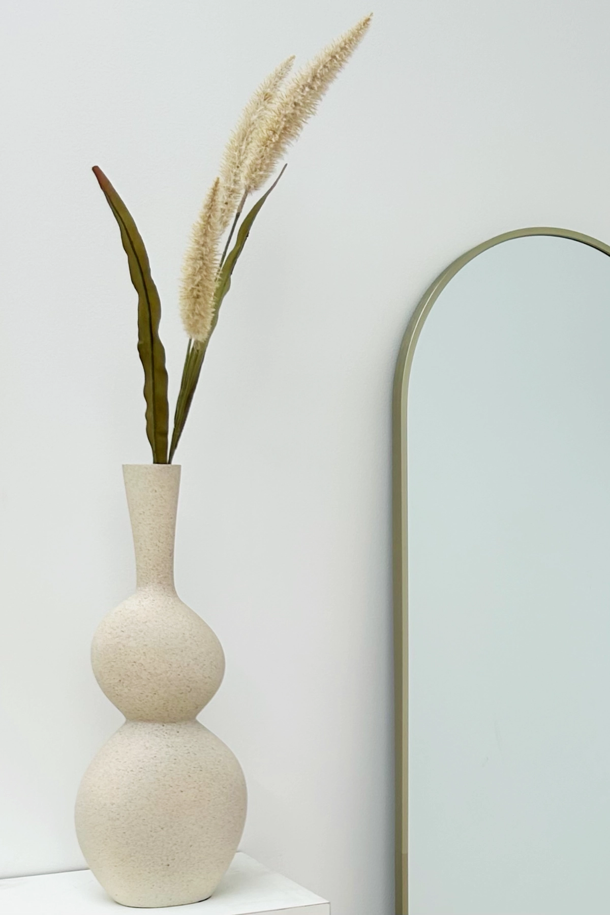 Lara ovale spiegel 150x45 cm greige 2