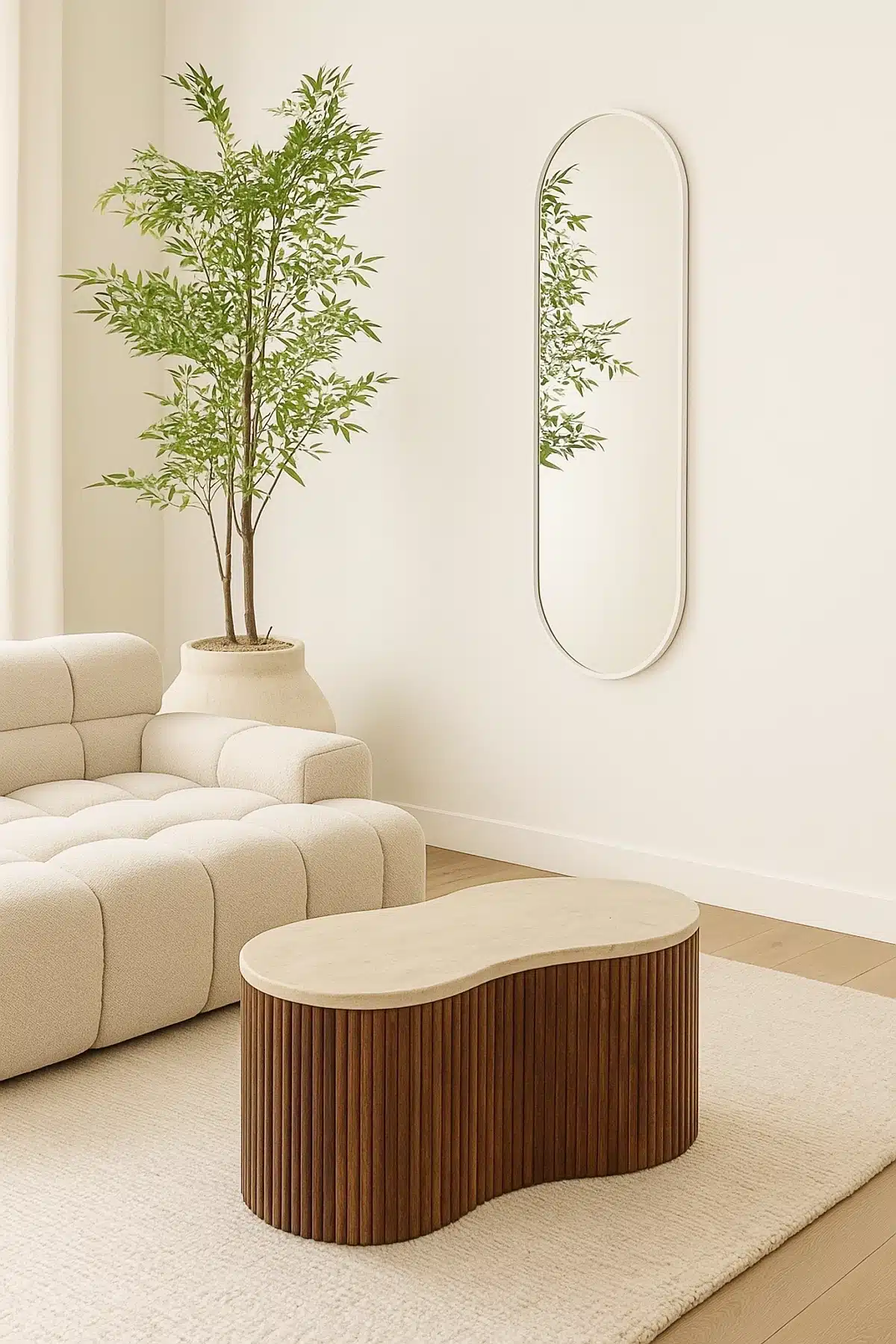 Lara ovale spiegel 150x45 cm mat wit