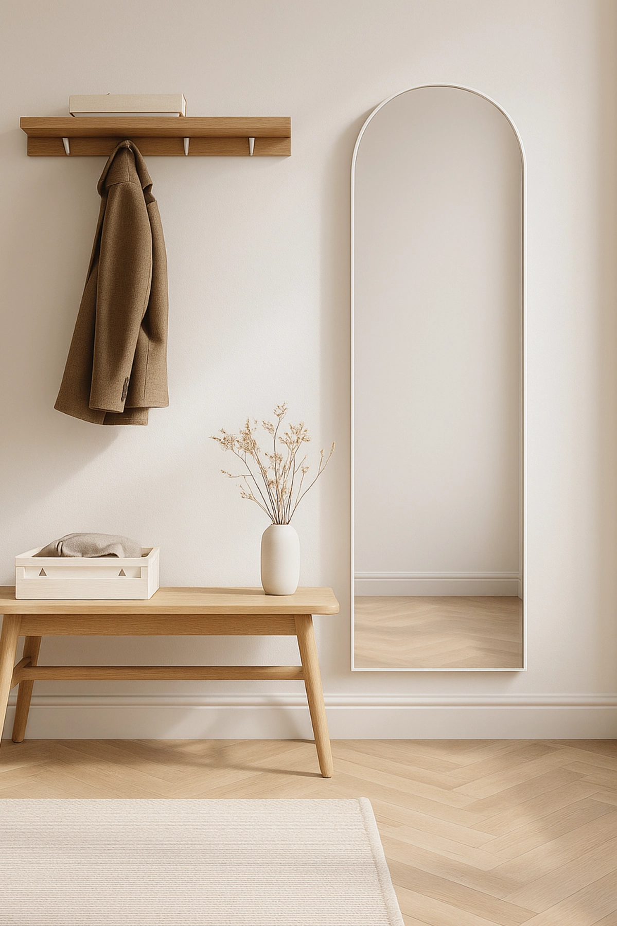 Maj boogspiegel 150x45 cm mat wit