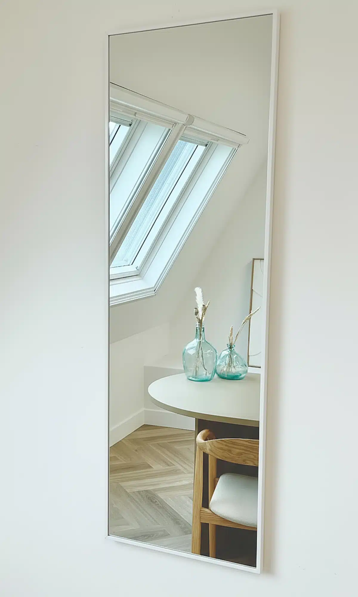 Finn rechthoekige spiegel 125x40 cm mat wit 3