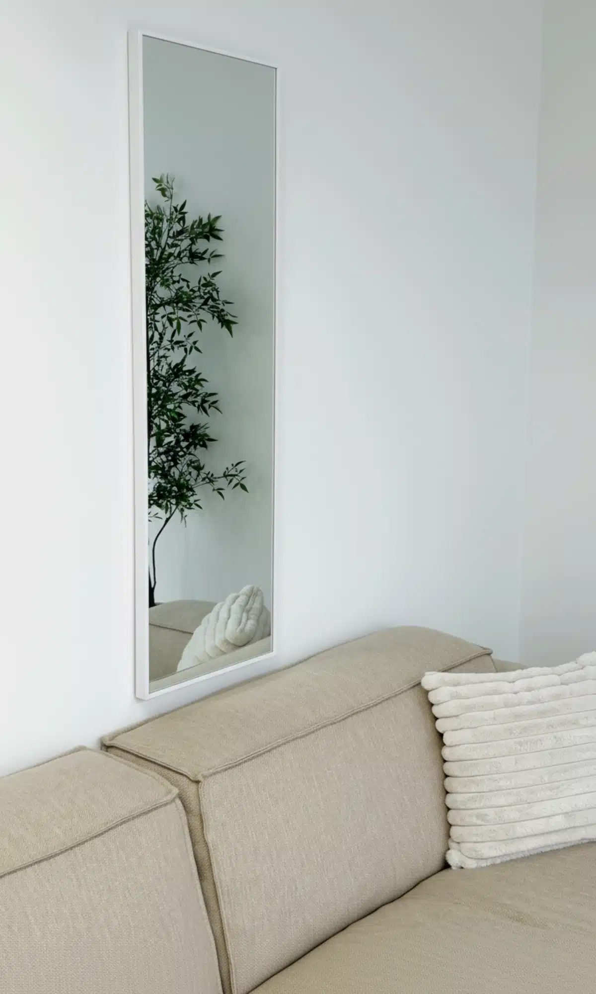 Finn rechthoekige spiegel 125x40 cm mat wit 4