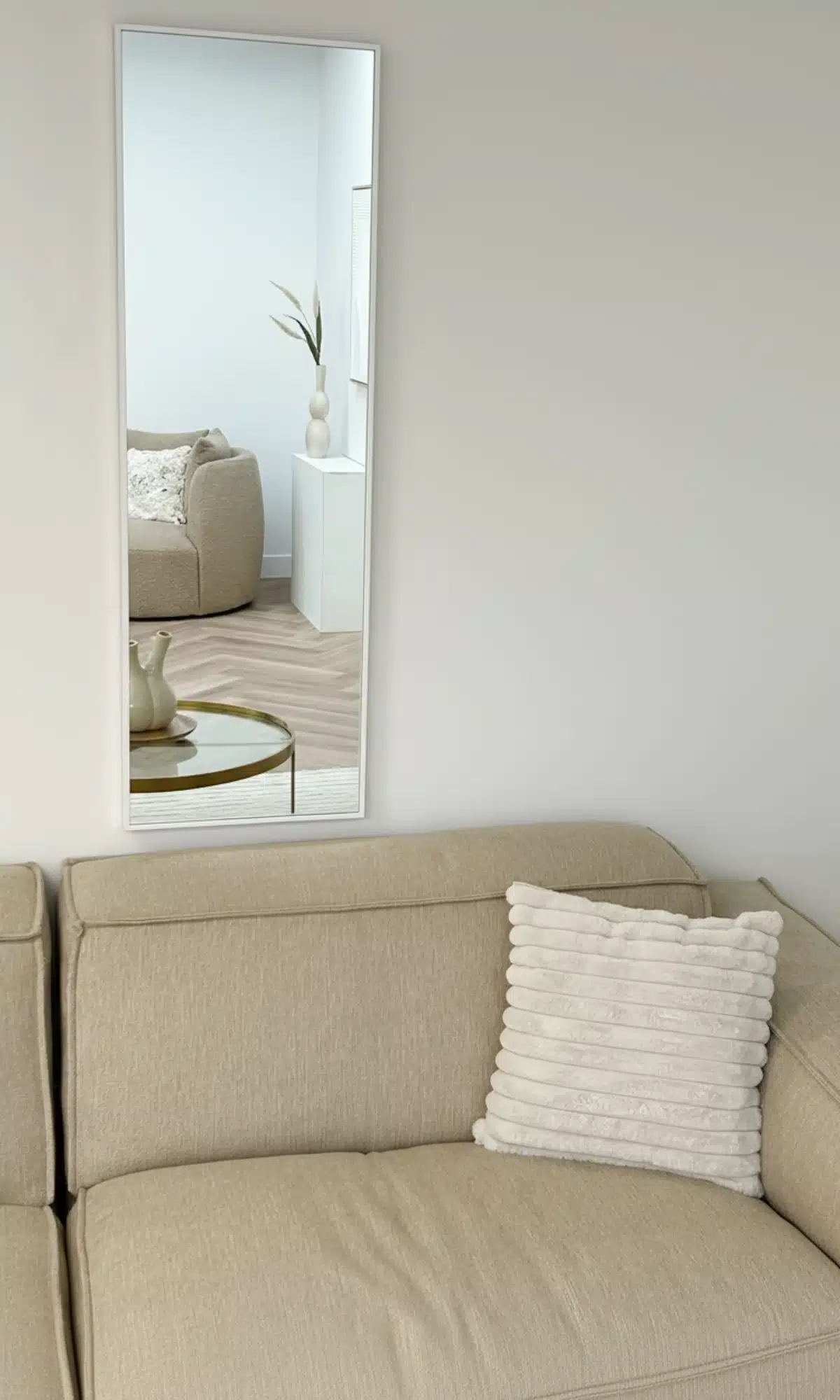 Finn rechthoekige spiegel 125x40 cm mat wit 5