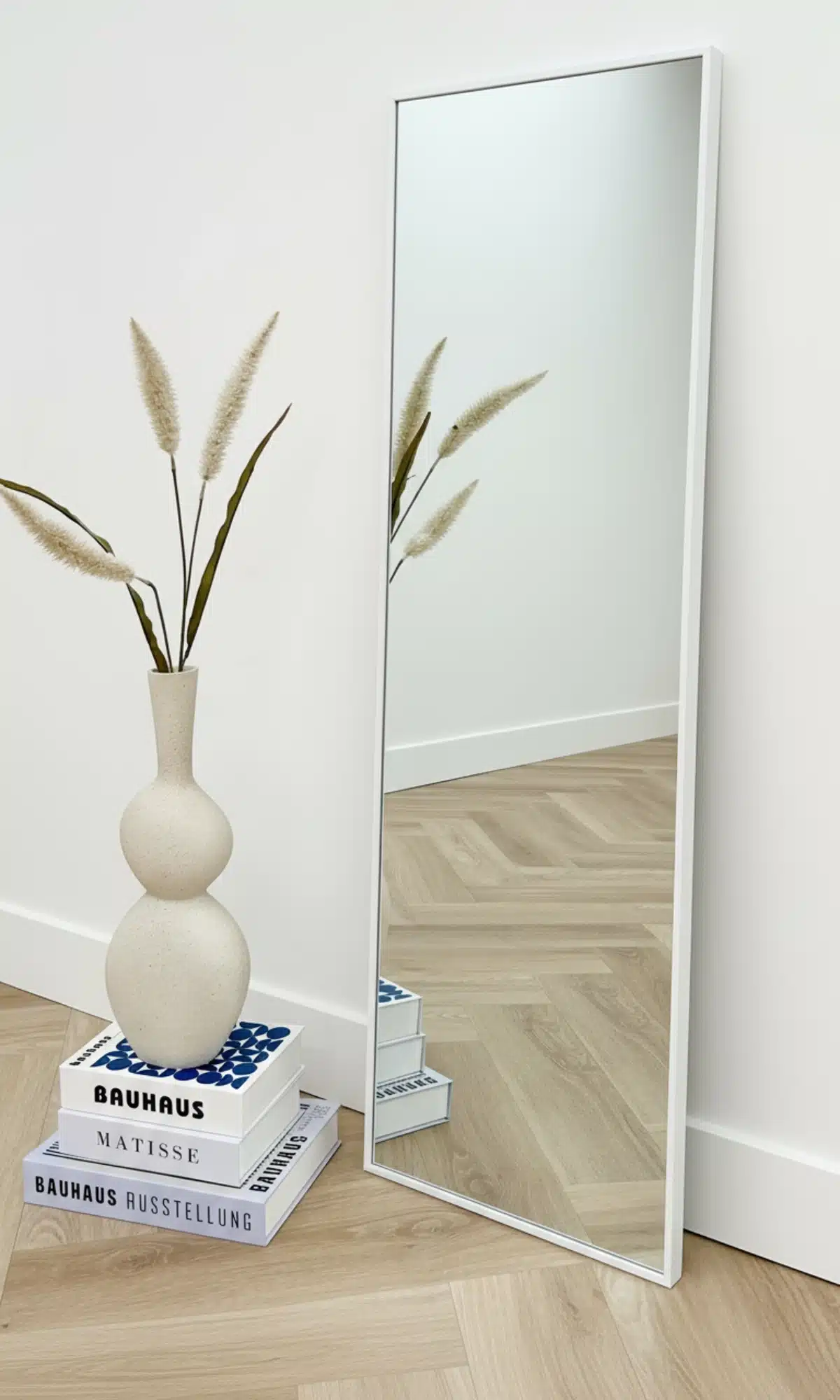 Finn rechthoekige spiegel 125x40 cm mat wit 9