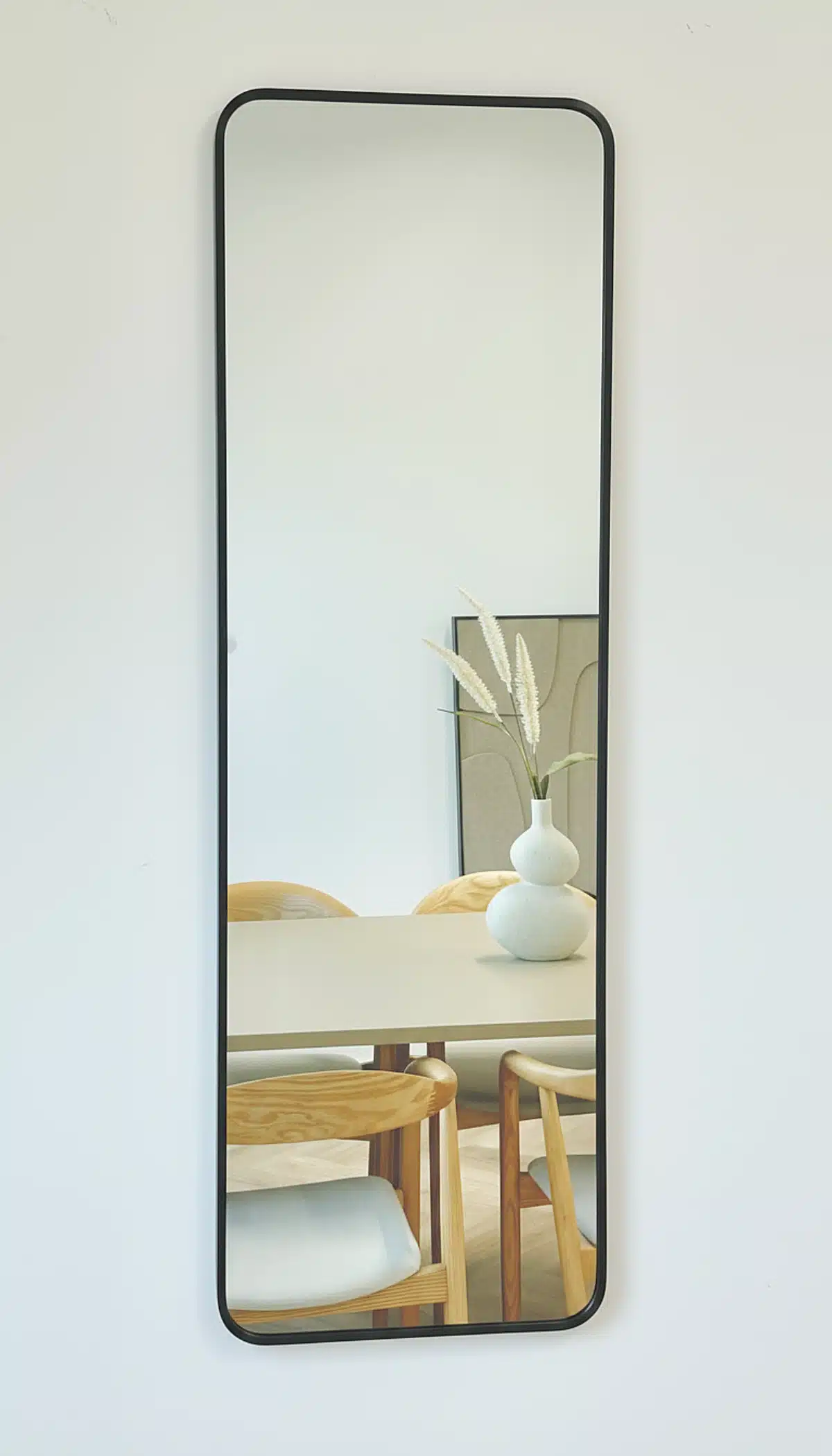 Ivar afgeronde hoek spiegel 125x40 cm zwart 2