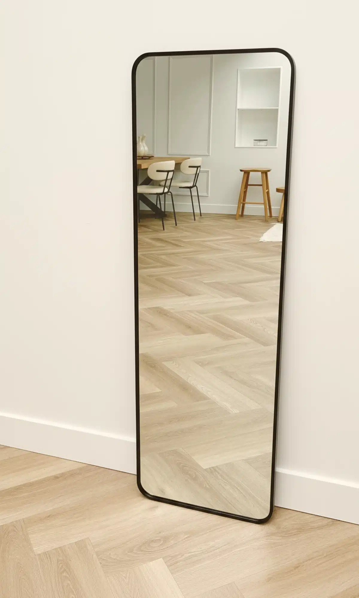 Ivar afgeronde hoek spiegel 125x40 cm zwart 5