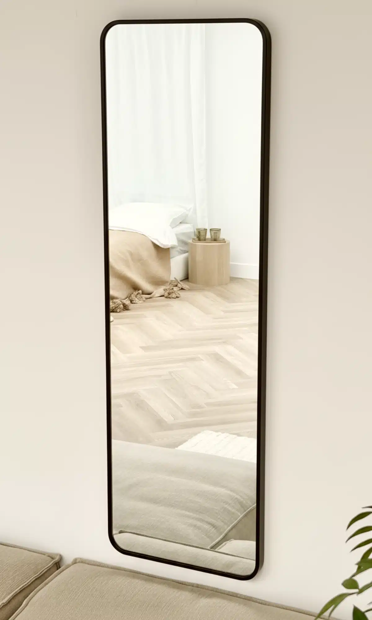 Ivar afgeronde hoek spiegel 125x40 cm zwart 6