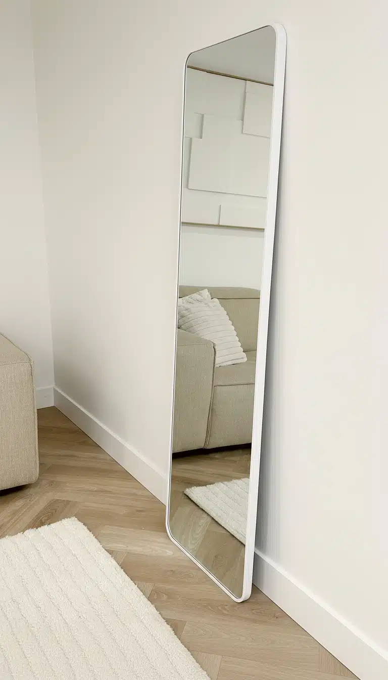 Ivar afgeronde hoek spiegel 170x50 cm mat wit 2