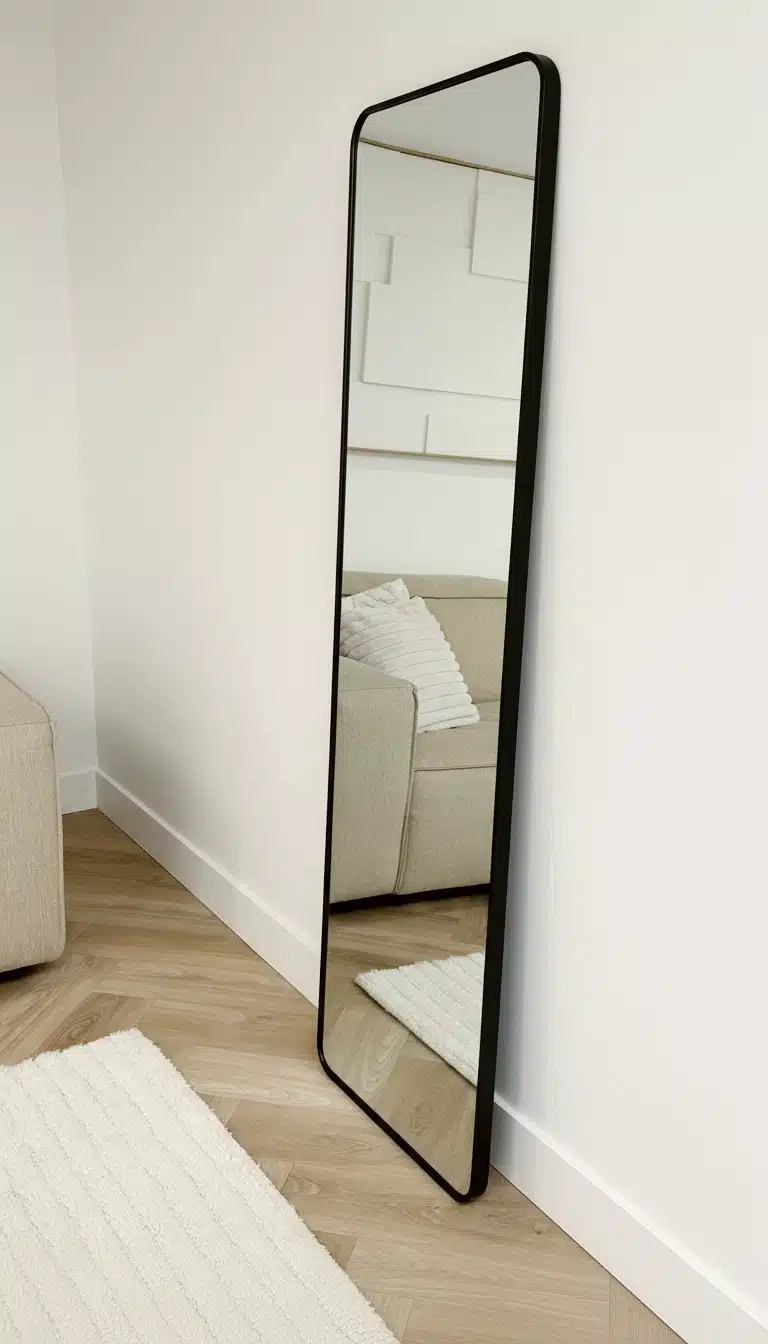 Ivar afgeronde hoek spiegel 170x50 cm zwart 4