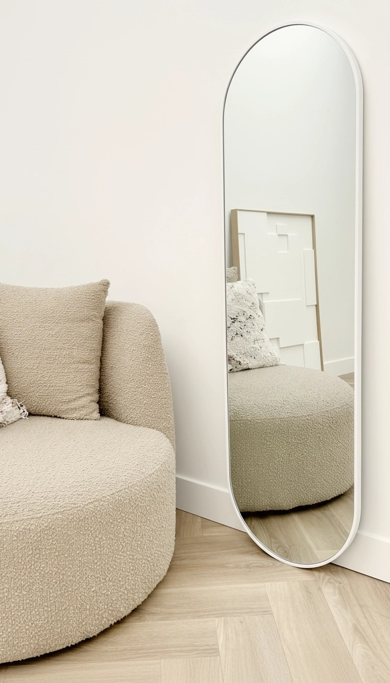 Miroir Lara Ovale 150 x 45 cm, blanc mat, 4