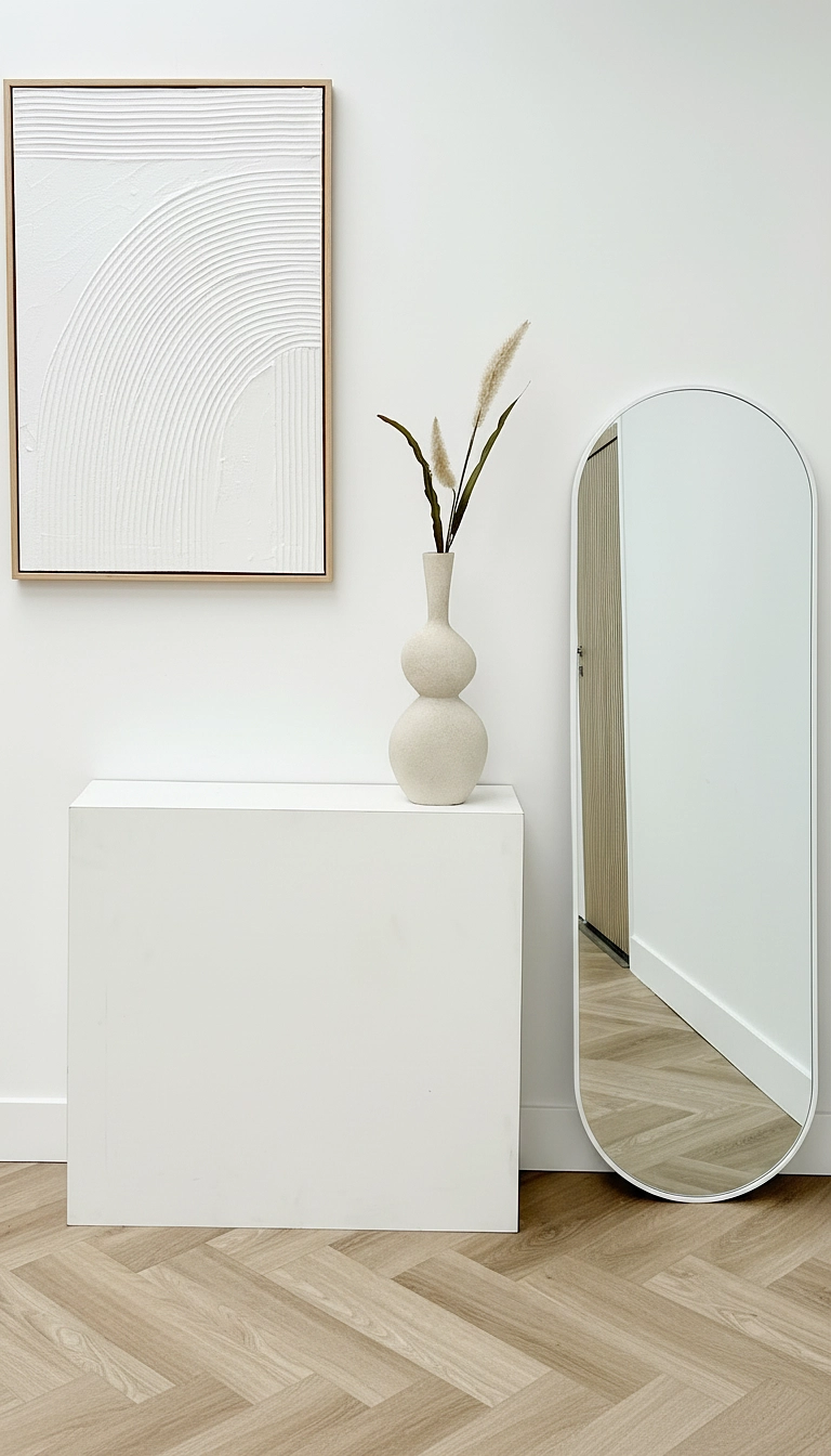 Miroir ovale Lara 150 x 45 cm, blanc mat