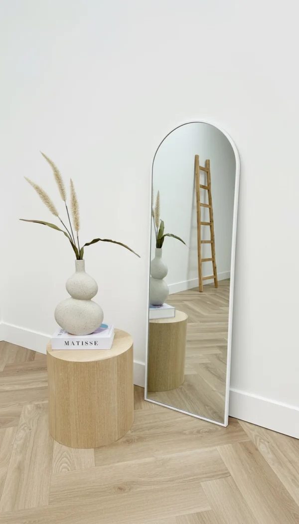 Boogspiegel 125×40 cm – Mat Wit