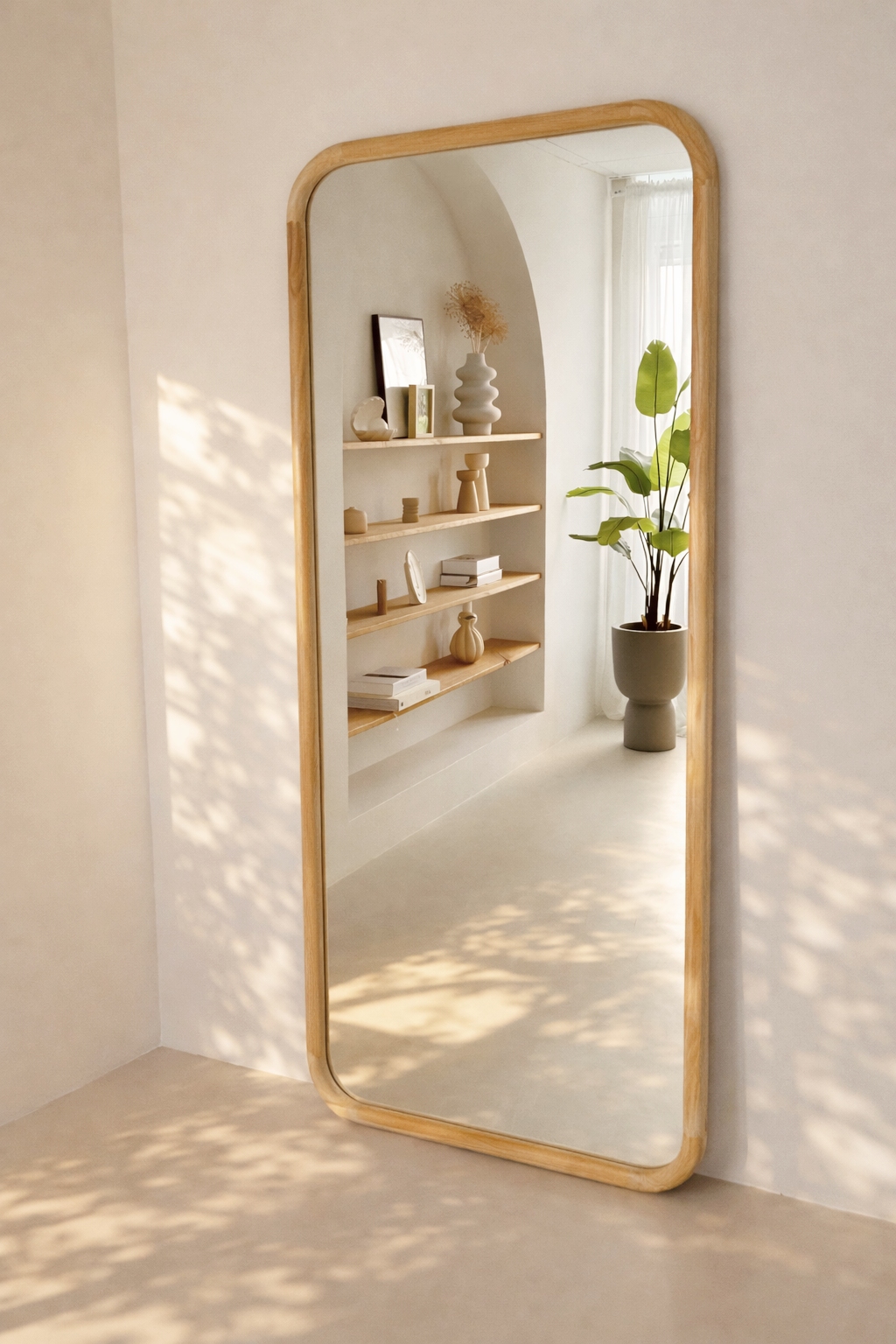 Ivar Wood rechthoekige spiegel met afgeronde hoek 190x90 cm - Naturel 1