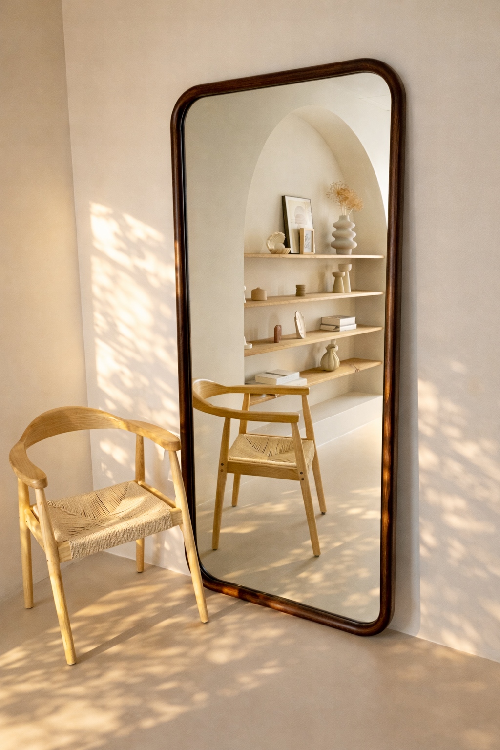 Ivar Wood rechthoekige spiegel met afgeronde hoek 190x90 cm - Walnut 2