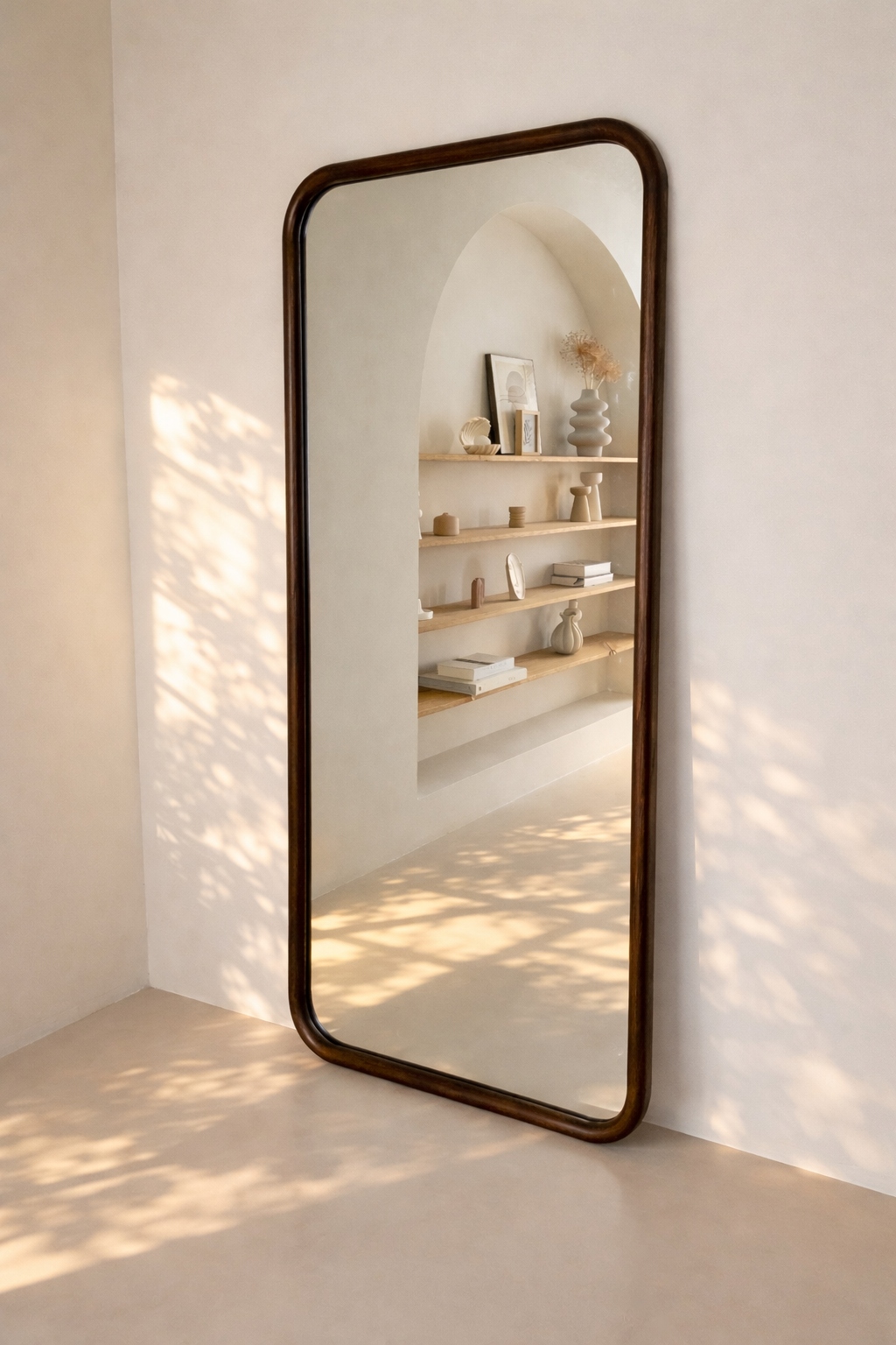 Ivar Wood rechthoekige spiegel met afgeronde hoek 190x90 cm - Walnut