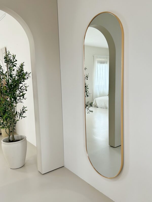 Ovale spiegel 190×60 cm – Zacht Goud