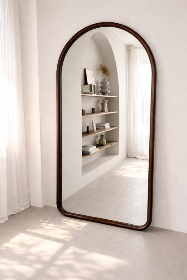 Boogspiegel hout 190×90 cm – walnut