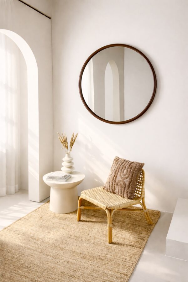 Ronde spiegel hout 100 cm – walnut