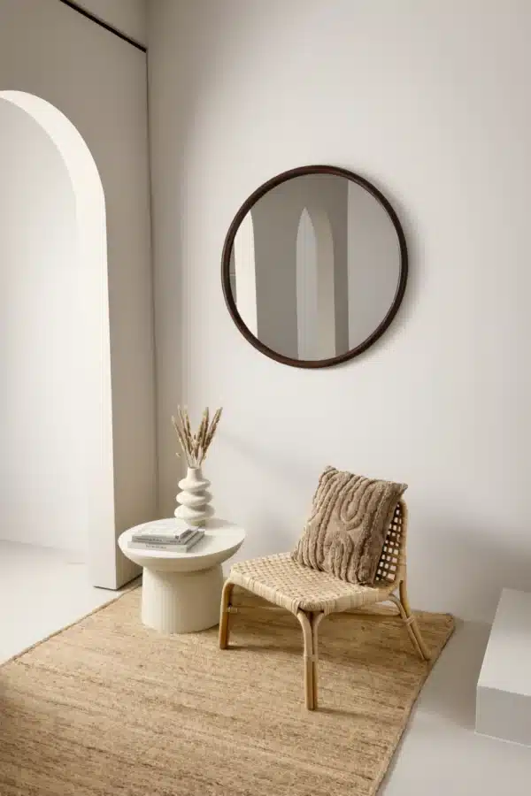 Ronde spiegel hout 100 cm – walnut
