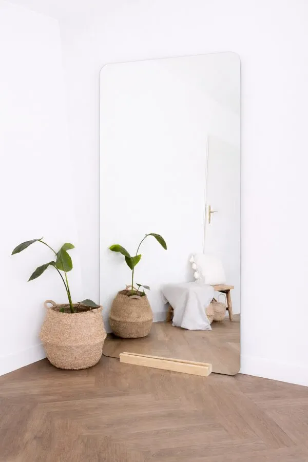 Miroir rectangulaire aux angles arrondis, sans cadre, 210 x 90 cm