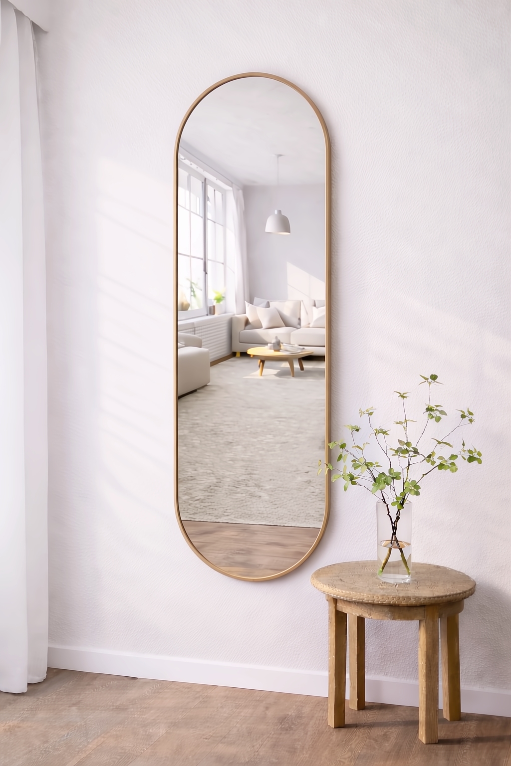 Lara Oak ovale spiegel 170x50 cm